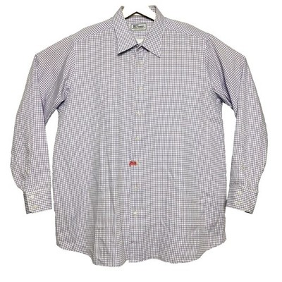 Skip Gambert Mens White w/ Purple & Black Check L/S Ctn Btn Down Mens Size XL