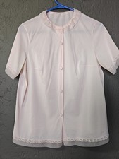 Vintage Vanity Fair Bed Jacket Pajama Top Size 32 Pale Pink Lacy Made USA Read