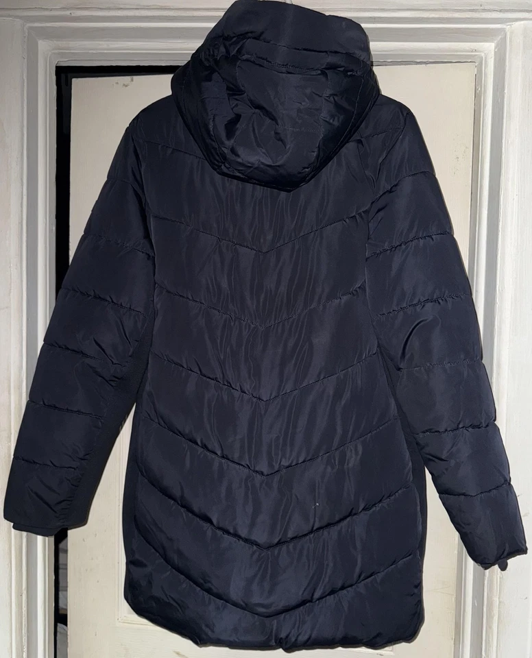 Calvin Klein Puffer Coat Womens Large Black Hooded Long Winter Jacket Warm - Image 2 of 3