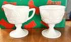 Vintage Indiana Colony Harvest milk glass footed Creamer/Sugar Set