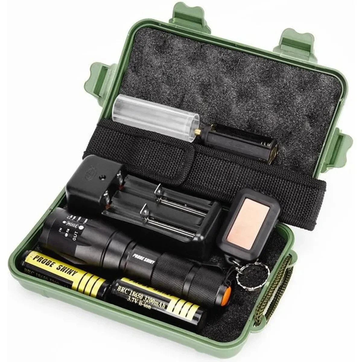 Lampe Torche Tactique LED Militaire Métal Noir Avec Dragonne Et Pile - Neuve