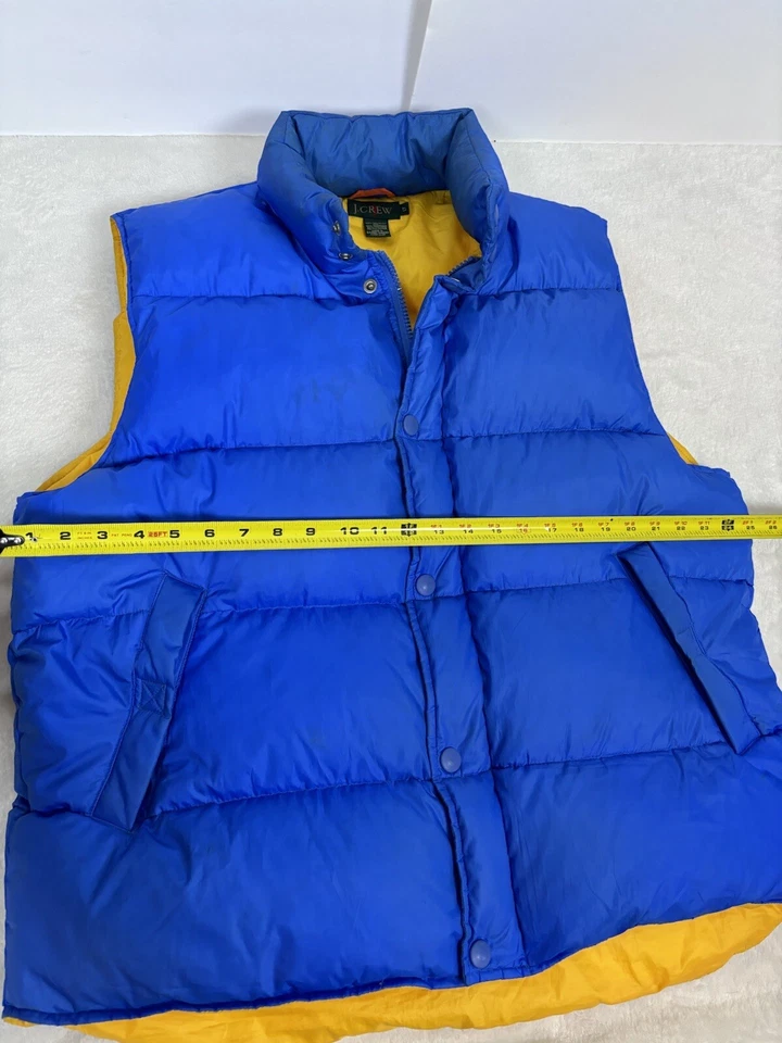 J Crew Vest Mens L Large Tall Blue Goose Down Puffer Sleeveless Vintage Quilted - Image 2 of 4