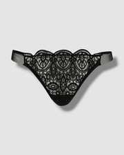  170 I.D. Sarrieri Women's Black Scalloped Lace Thong Panties Size FR 0 / XS