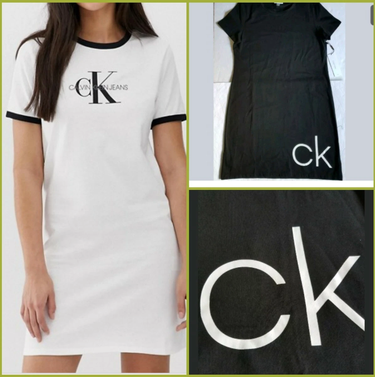 CALVIN KLEIN T-shirt Dress BIG LOGO iconic Womens Dress S M L XL 2X 3X  Black Red