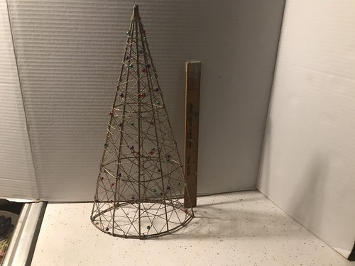 Vintage MCM Atomic Space Age Eames Era Wire Cone Gold 16”Christmas Tree - Picture 4 of 7