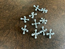 Vintage Set Of 10 Silver Color Metal Jacks- 1/2 X 1/4