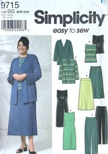 Simplicity Women's Dress,Top,Jacket,Skirt,Pants Pattern 9715 Size 26W-32W UNCUT