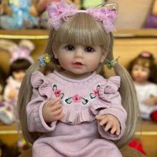 Bambola Reborn in silicone completo 55 cm nuova bambini per ragazze capelli biondi soft touch doll