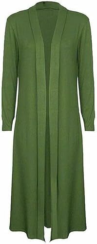 Womens Plain Boyfriend Maxi Cardigan Ladies Long Sleeve Open Front Duster Coat - Picture 7 of 17