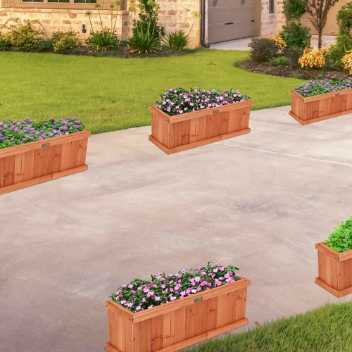 Wooden Planter Box Garden Yard Window Decorative Flower Bed Vegetable 2X4-Ft - Picture 9 of 12