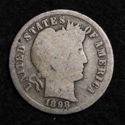 1898-S Silver Barber Dime GOOD FREE SHIPPING 
