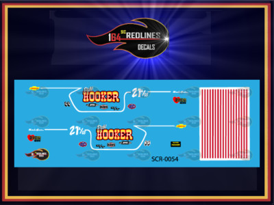 1/64 '55 Chevy HOOKER Gasser' CUSTOM Decal SCR-0054