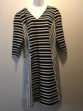 LANE BRYANT NWT $79 Stretch Black White Mixed Striped Dress Size 14 / 16