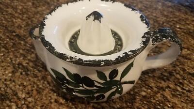 Citrus Juicer, Handpainted and Signed Pottery From Greece, Olive Design