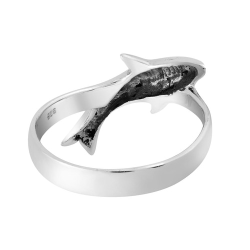 Anillo elegante de banda de plata esterlina 0,925 tiburón sin miedo-7 - Imagen 3 de 5