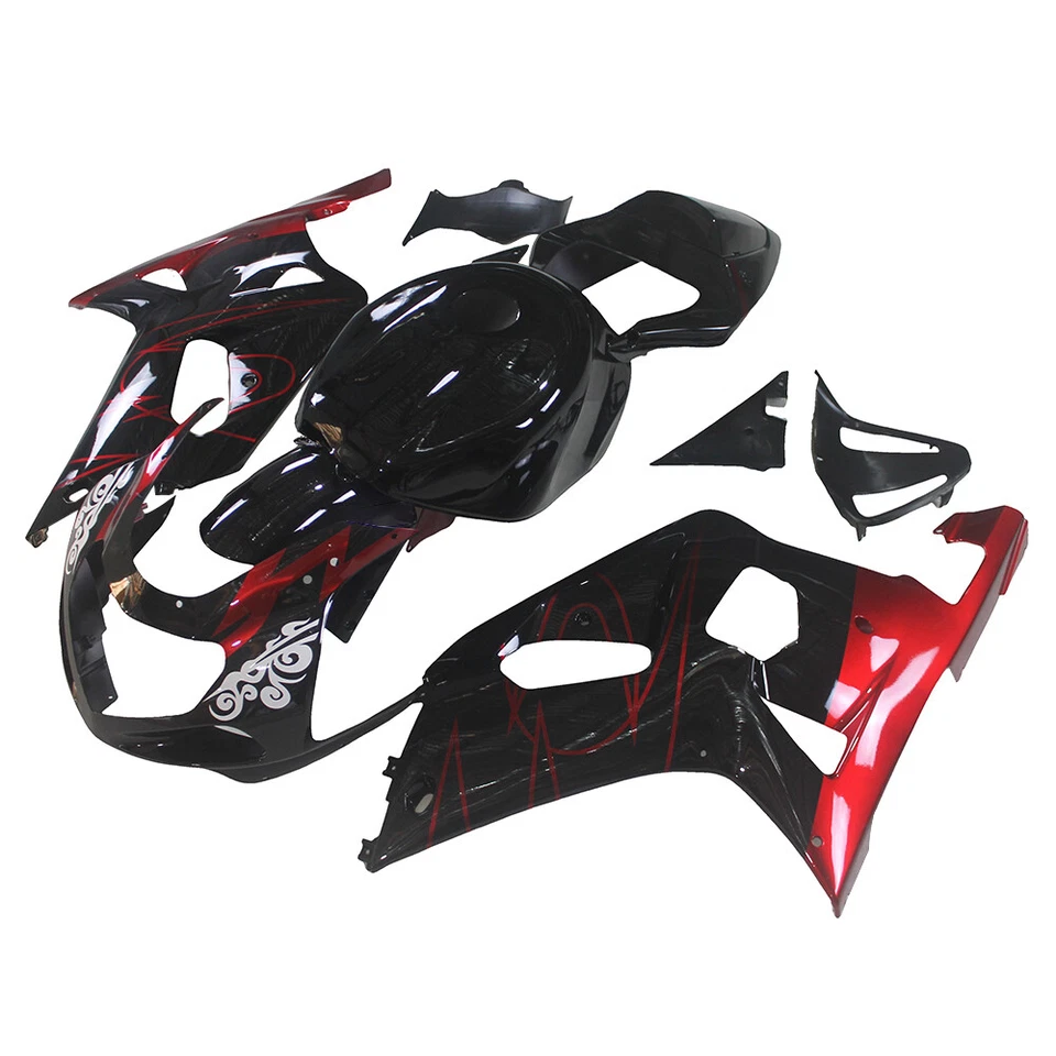 Kit de carenados rojo negro para Suzuki GSXR600 GSXR750 2000 2001 2002 2003 kit de carrocería Foto 3 de 4