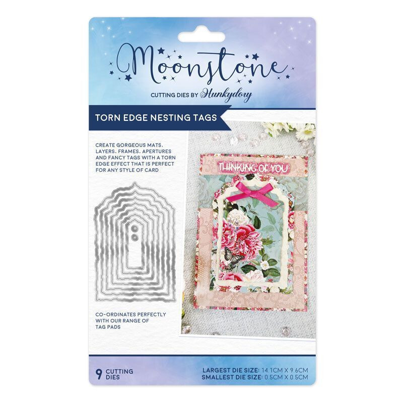 Hunkydory Moonstone - TORN EDGE NESTING TAGS Die Set - 9 Dies - MSTONE689