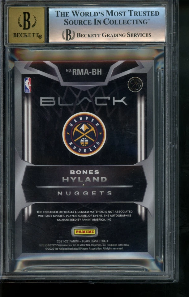 2021-22 PANINI BLACK BONES HYLAND ROOKIE PATCH AUTO COPPER 12/15 BGS 8/10 - Image 2 of 2