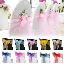 50x Organza Sashes Chair Cover Fuller Bow Ribbon Wedding Banquet Birthday 7x110"