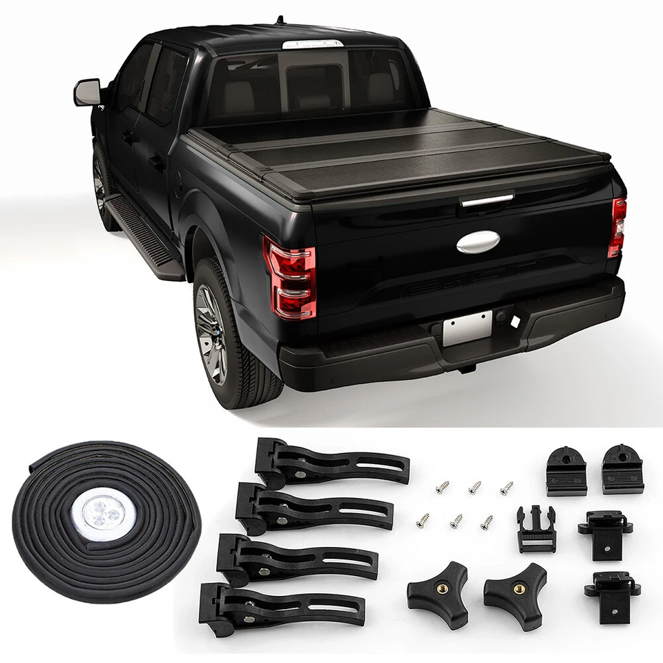 6.5FT Bed Hard Tri-fold Tonneau Cover For Chevy Silverado 2007-2014 GMC Sierra Foto 3 de 4
