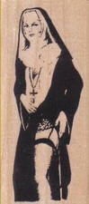 Sister Stocking 1 1/2 x 3" Rubber Stamp, Nun Stamp
