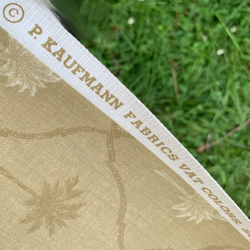 P Kaufmann Fabrics 3 yds Green Trellis of Palm Trees Cotton Upholsery Excellent - Picture 4 of 8