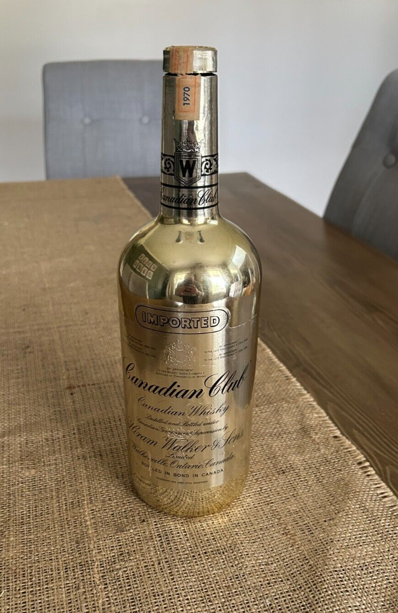 Vintage 1970 1976 Canadian Club Whiskey Gold Bottle Olympics