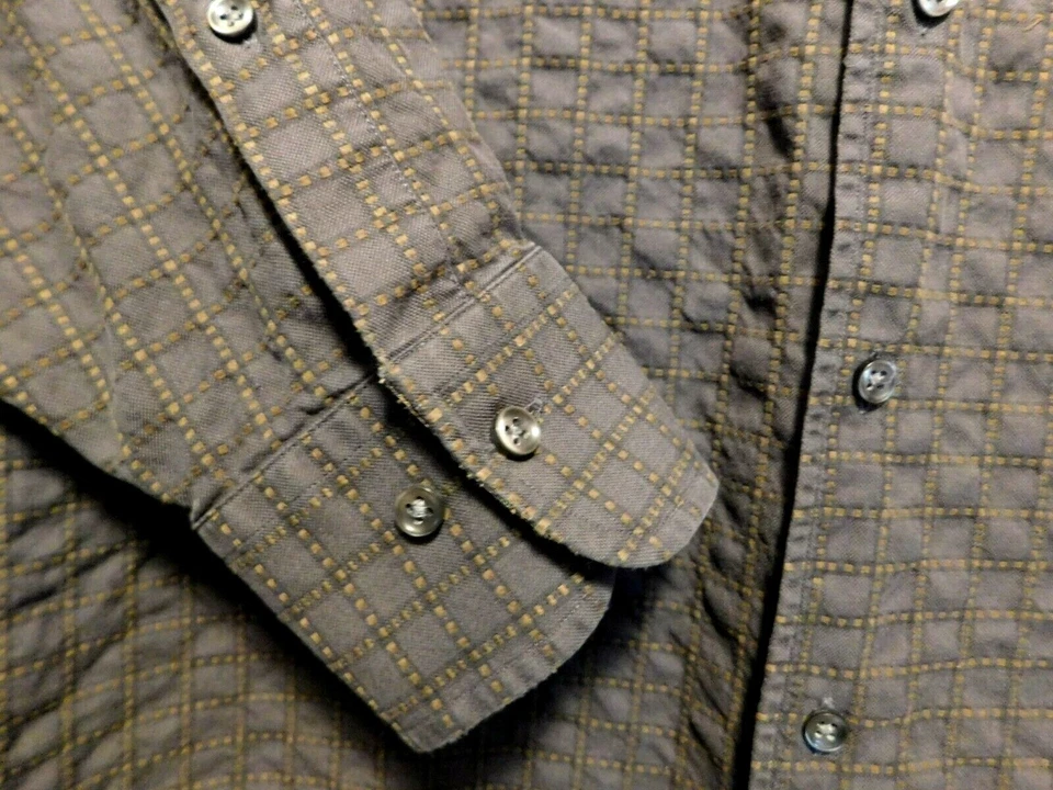 Camisa Robert Talbot Carmel Para Hombres L Oscura Cuadros Larga SL Abotonada Puño Abatible (A6022) Foto 3 de 4