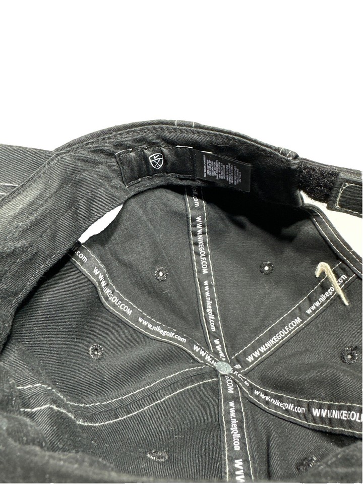 Nike Golf Hat Cap Black White Swoosh Adjustable Strapback eBay