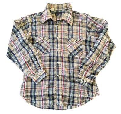 LEVI'S MOVIN' ON Shirt Vintage Lightweight Plaid Collar Tapered Fit- Men L / XL