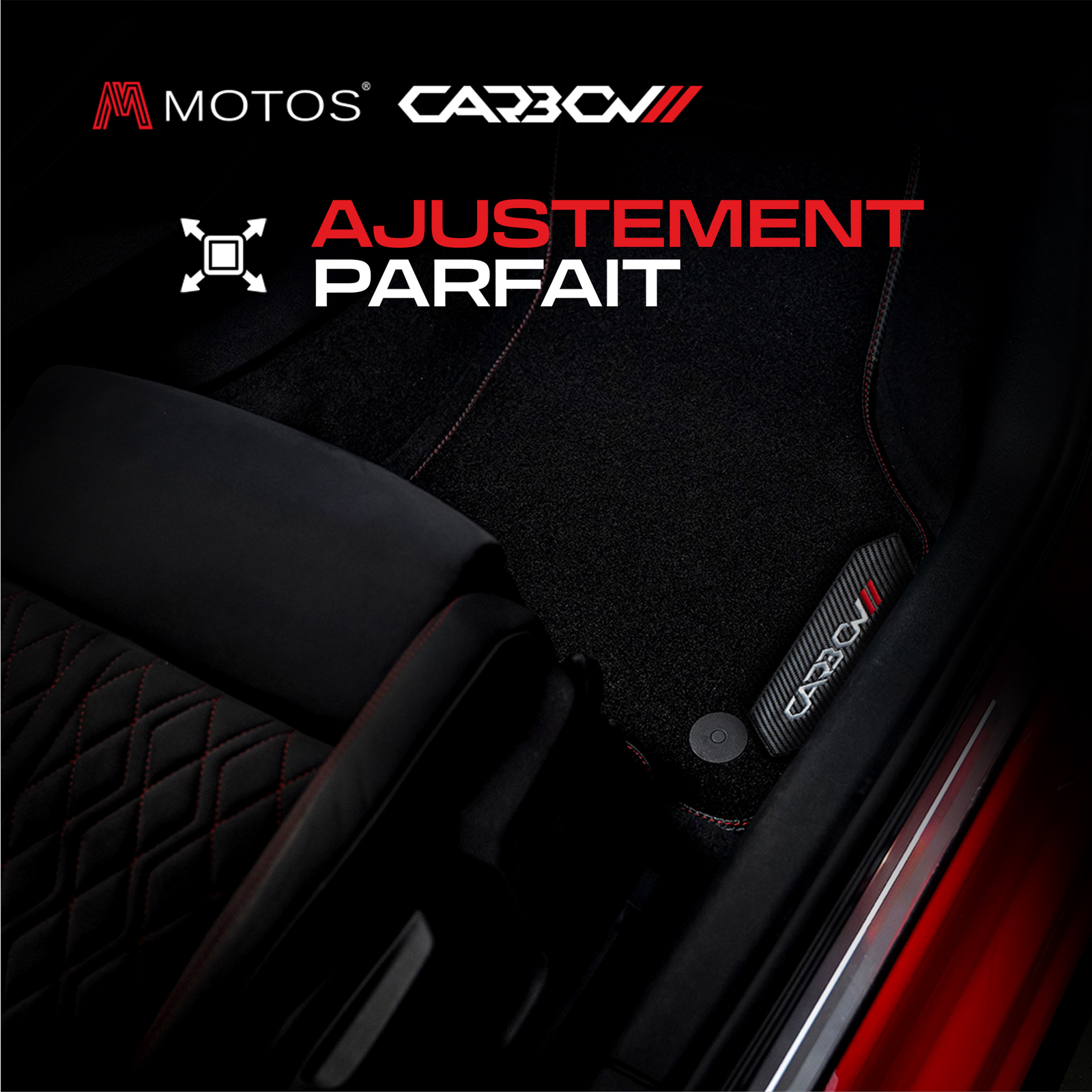 Tapis de sol en velours rouge CARBON pour Citroën C5 I 2001-2004 avant lifting