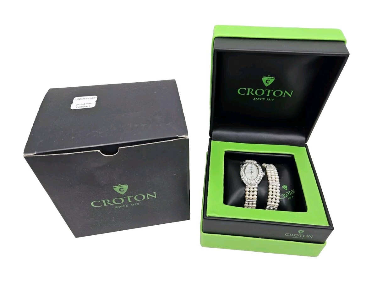 Croton Cultured Freshwater Pearl and Crystal Silvertone  display picture 3