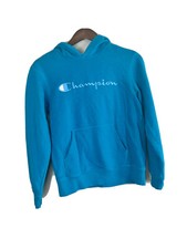 kids champion embroidered hoodie blue Large
