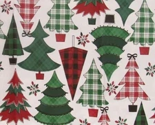 Various Size Plaid Christmas Trees Vinyl Flannel Backed Tablecloth by Elrene