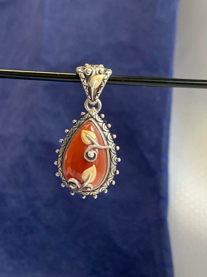 Colgante de cornalina Barbara Bixby de plata de ley de oro de 18 quilates 13,02 g joyería fina Foto 2 de 4