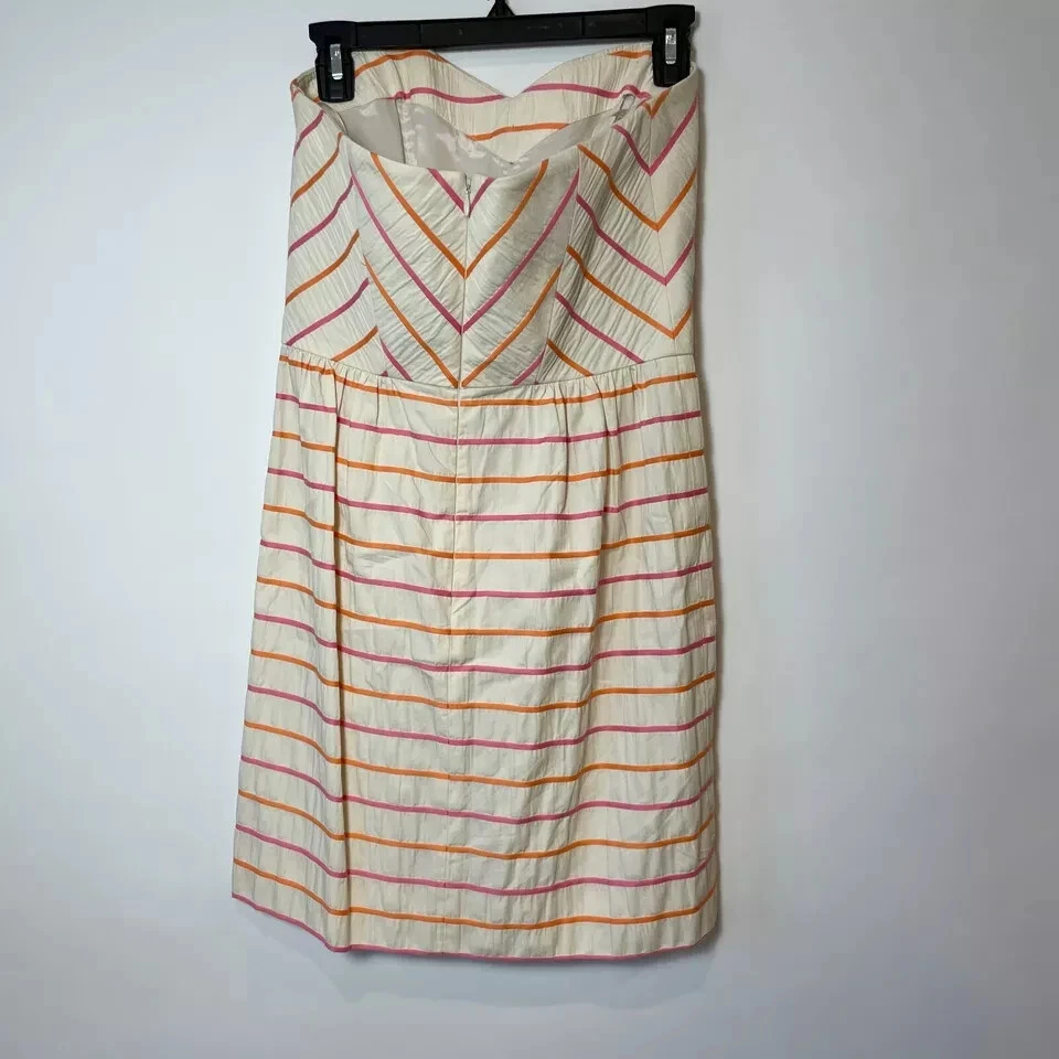 Shoshanna Strapless Tube Mini Dress Womens Size 4 Sweetheart Neck Orange Striped - image 2 of 4