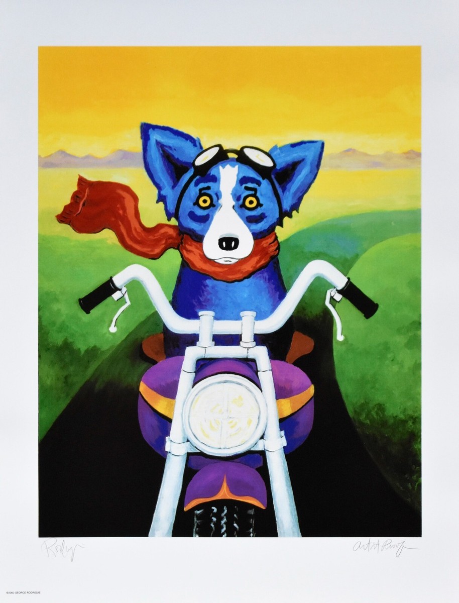 George Rodrigue Blue Dog A Faster Breed Reverse Silkscreen Print