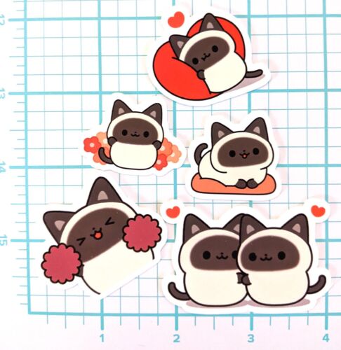Adesivi per gatti siamesi, adesivi per gattini Kawaii, adesivi per diari, diario USA - Foto 3 di 4