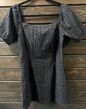 Fashion Nova Walk in the Sunshine Eyelet Dress, Black Size M