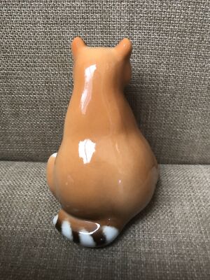 Lomonosov Sitting Raccoon Figurine Hand Painted Porcelain Figure