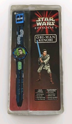 Vintage Star Wars Episode 1 '' OBI-WAN KENOBI FLIP TOP LCD WATCH '' Hope Brand New