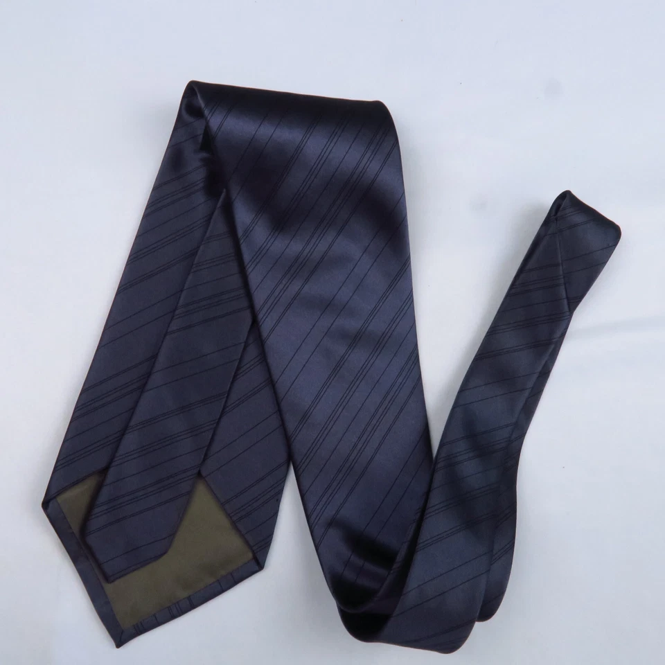 Perry Ellis Portfolio Purple Black Diagnonal Fine Stripes Mens Neck Tie 57x4 Mod - Image 4 of 4
