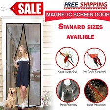 Magnetic Screen Door With Heavy Duty Strong Magnets and Fiberglass Mesh Curtain