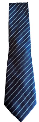 Hisdern Men s Tie Blue Striped Tie Hand Made NWT Polyester Necktie