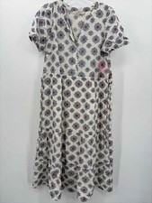 Pre-Owned Loft Ivory Size XS Floral Midi Short Sleeve Dress