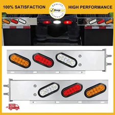 Semi Truck Chrome Mud Flap Hanger 30" 10LED 2 Amber 2 White 2 Red Light Bar New