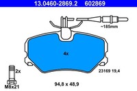 ATE Bremsbelagsatz Scheibenbremse 13.0460-2869.2 FüR N5 N3 Peugeot 7B 306 7A 7C