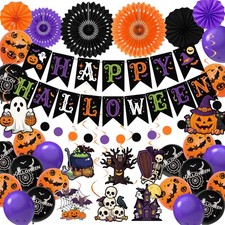 36 Pcs Halloween Party Decorations Indoor, Orange Purple Black