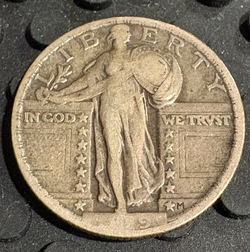 1919 Philadelphia Standing Liberty Quarter 25 Cent Coin Circulated 90% Silver