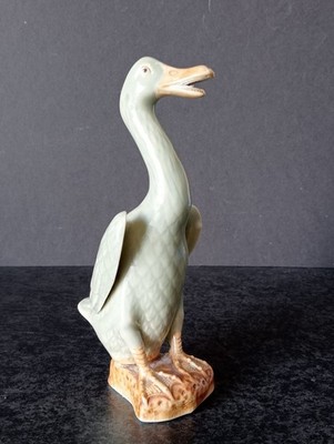(792) Vintage chinesische Keramik Seladon Ente Figur 19 cm groß # Zeichenmarken